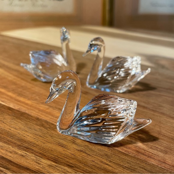 VINTAGE Lenox Style Crystal Enchanted Swan Figurines Set of 3 - Picture 6 of 9